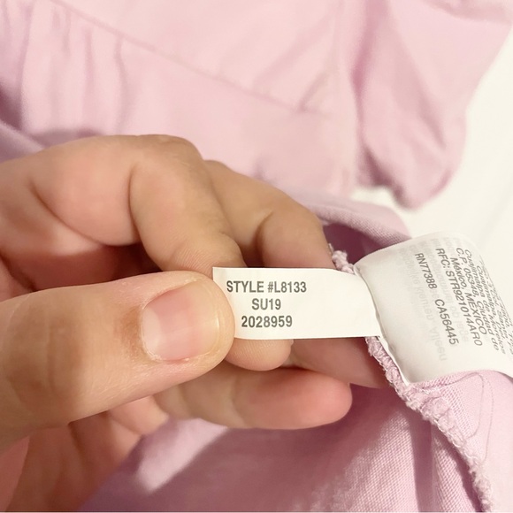 J. Crew Eyelet Top with Puff Sleeves Size Small Lilac Cotton Jersey Tee Pastel - Picture 4 of 6